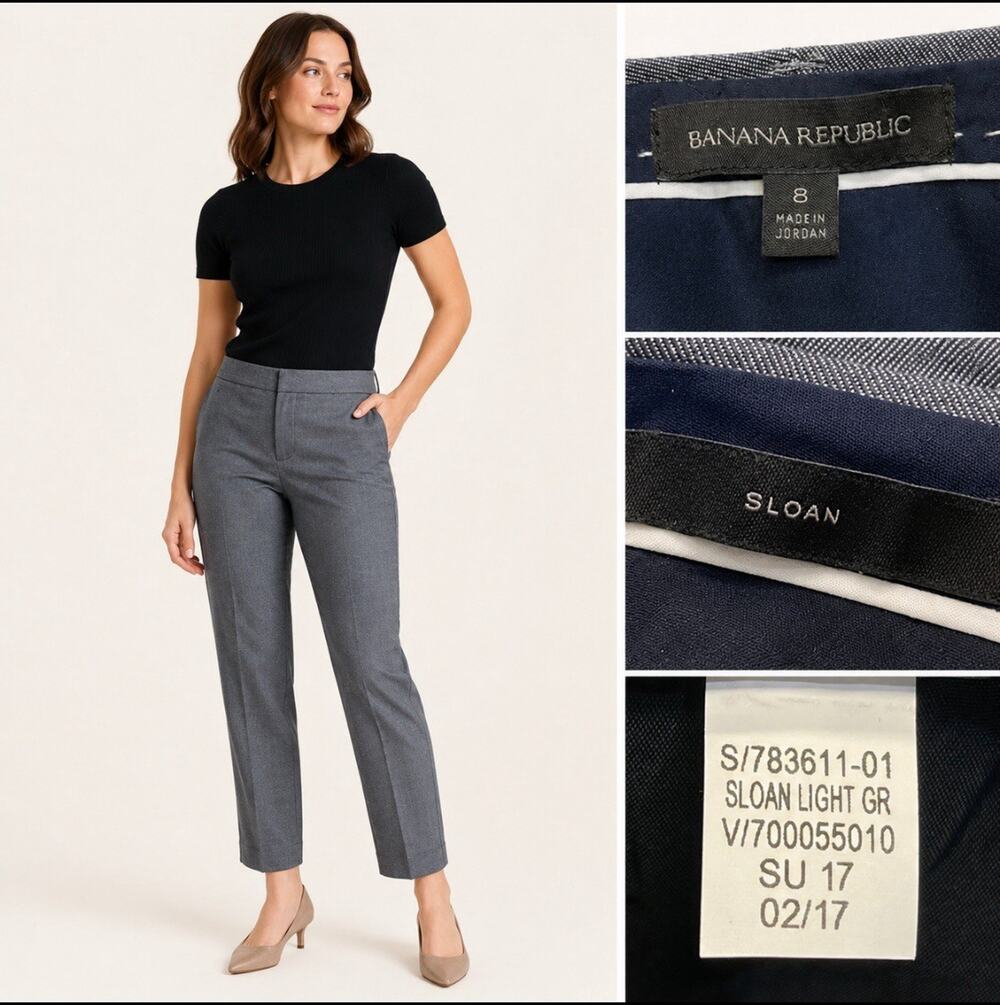 Banana Republic Sloan Women's Straight Leg Trousers Size 8 Light Gray Career